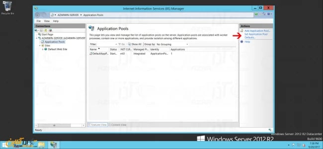 رفتن به بخش Application pool
