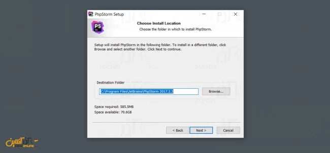 انتخاب مسیر نصب phpstorm