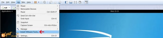 کلیک بر روی Install VMware tools