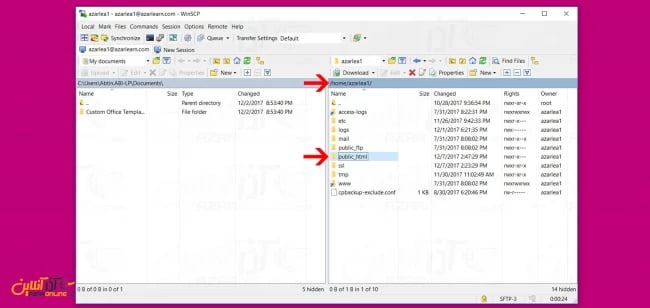 مسیر فولدر Public_html در لینوکس و WinSCP