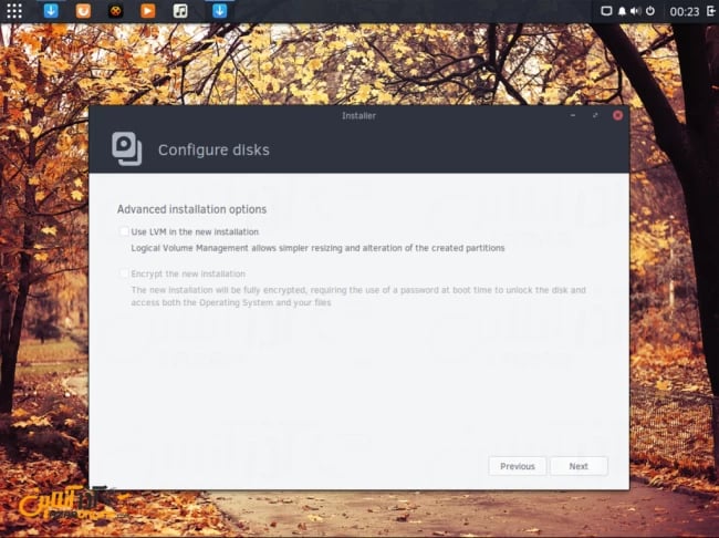 نصب لینوکس Solus - تنظیمات هارددیسک