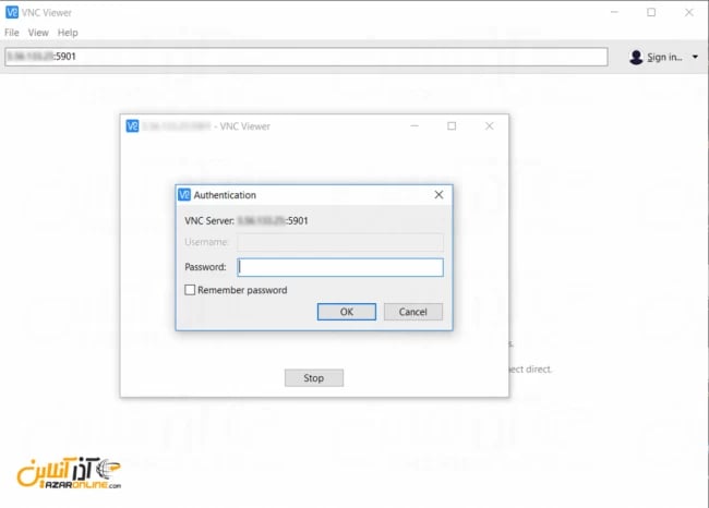 نصب VNC روی لینوکس Centos - وارد کردن پسورد