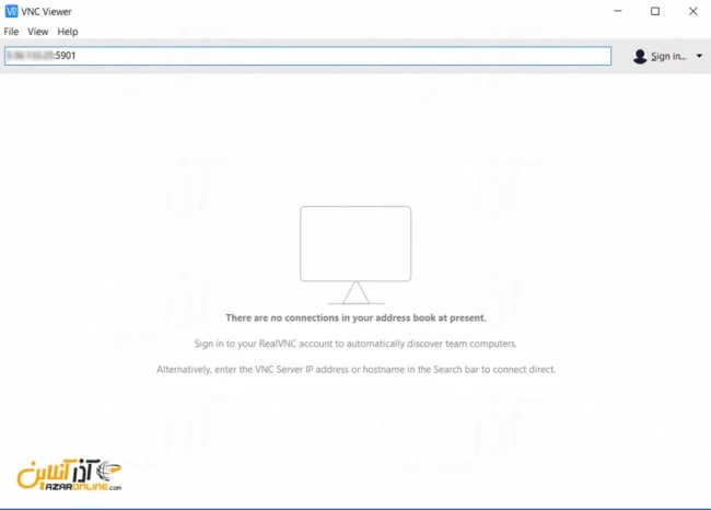 نصب VNC روی لینوکس Centos - وارد کردن آدرس سرور