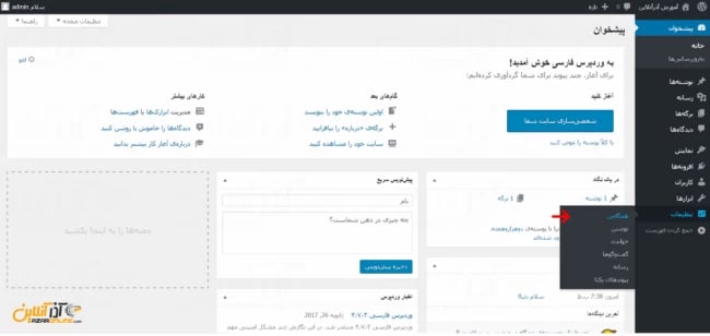 تغییر آدرس وب سایت در وردپرس از طریق داشبورد وردپرس