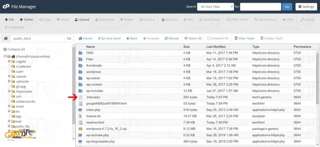 دیدن فایل مخفی در cPanel - نمایش فایل htaccess.