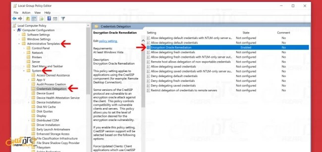 رفع ارور CredSSP از طریق Group Policy