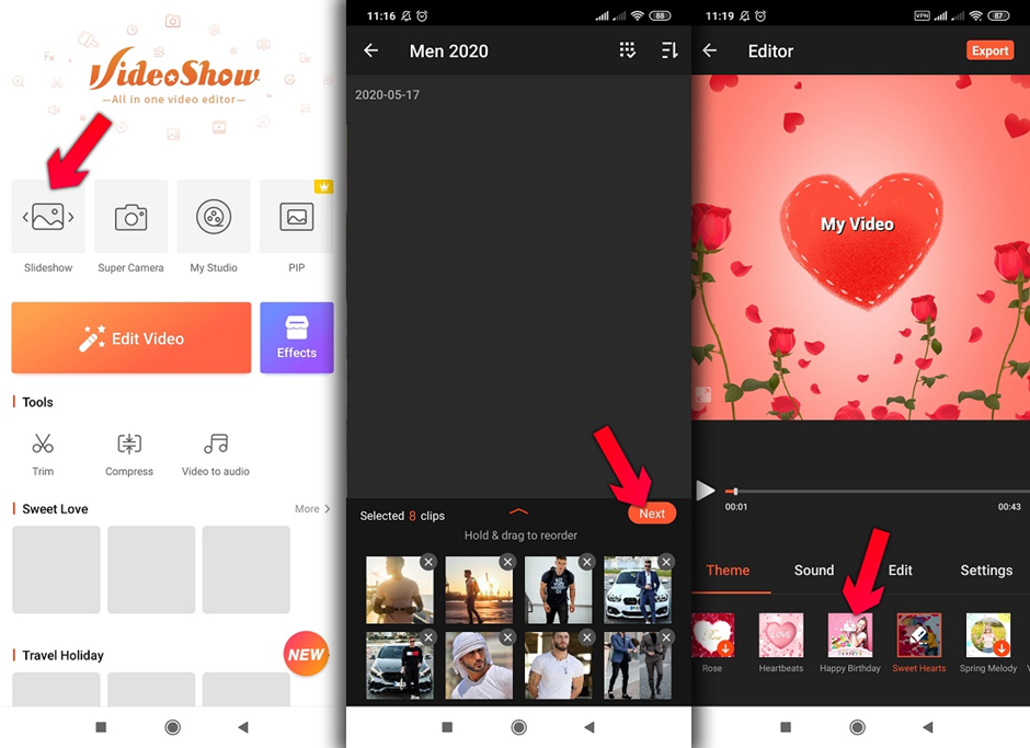 آموزش کار با برنامه VideoShow برای ساخت ویدیو کلیپ از عکس و آهنگ دلخواه