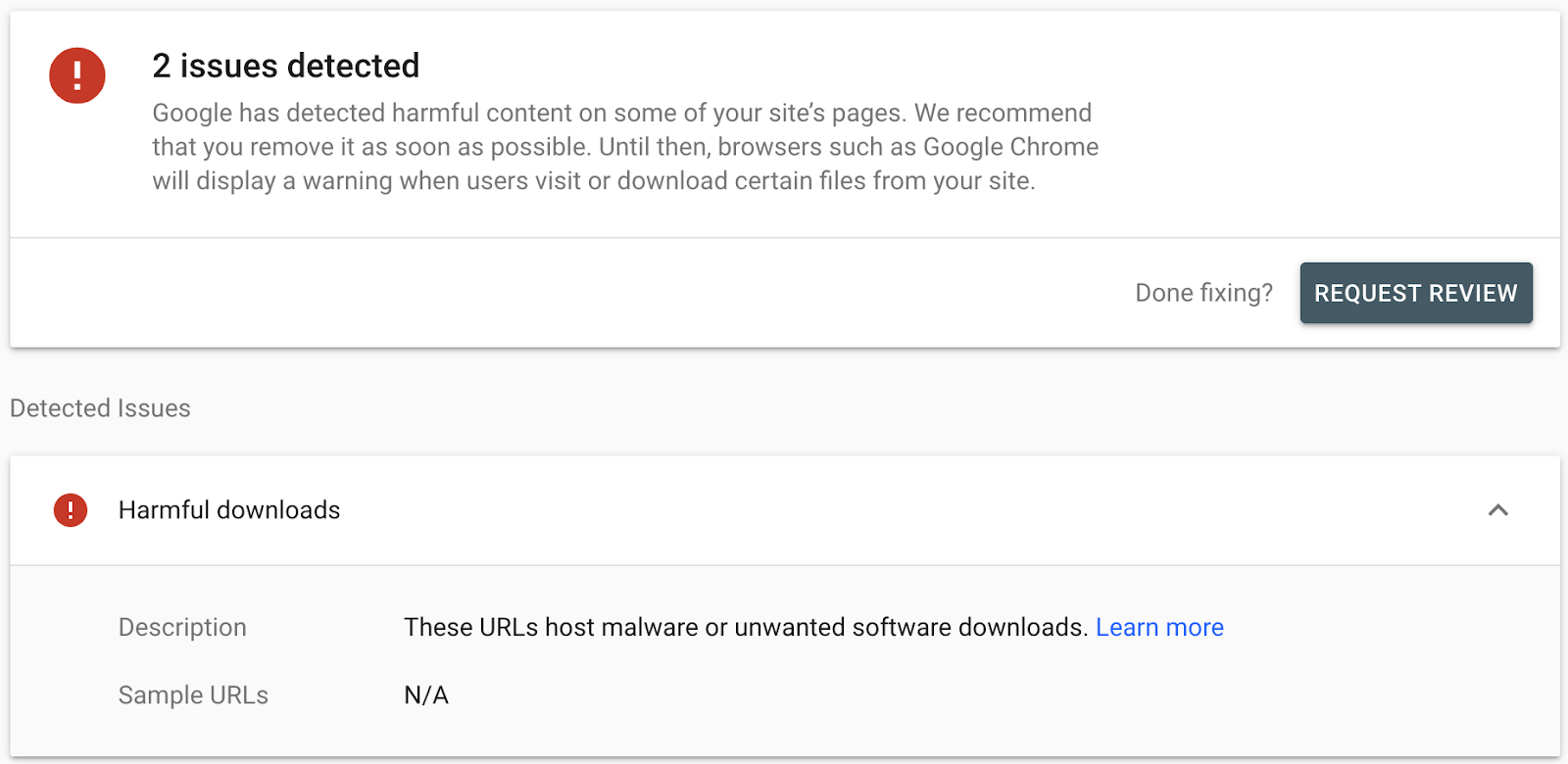 مشکل امنیتی Harmful downloads سرچ کنسول