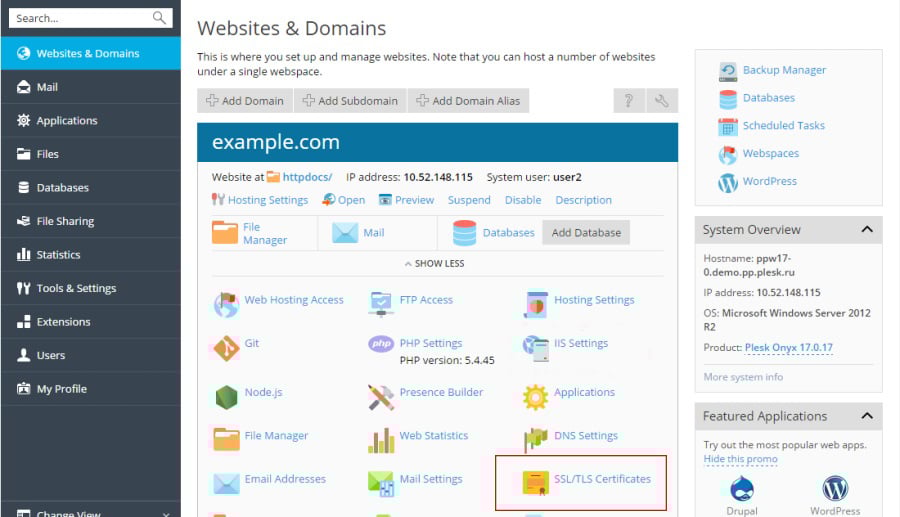 چگونه از Ssl در plesk‌ خروجی بگیریم؟