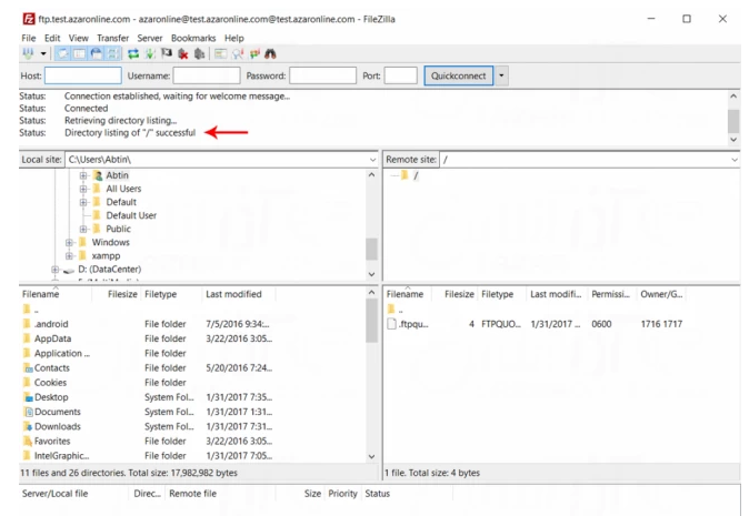 نحوه اتصال به FTP از طریق FileZilla