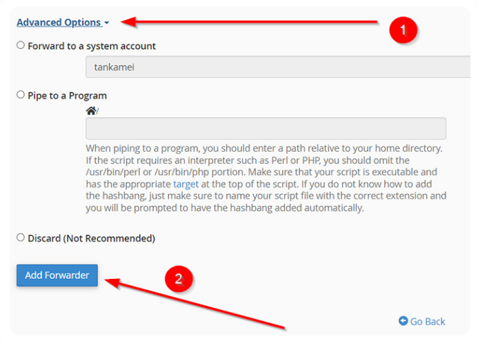 تنظیمات Forwarder در هاست سی پنل