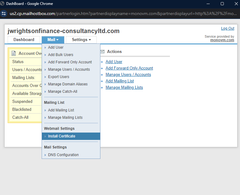 نحوه نصب گواهینامه SSL در سرویس پست الکترونیکی WebMail Service