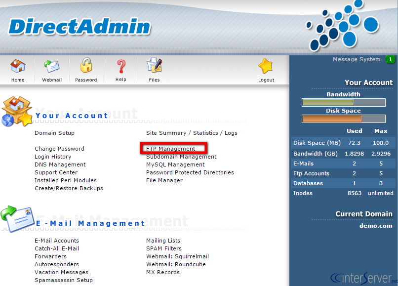 تنظیمات FTP در قالب "Enhanced theme"