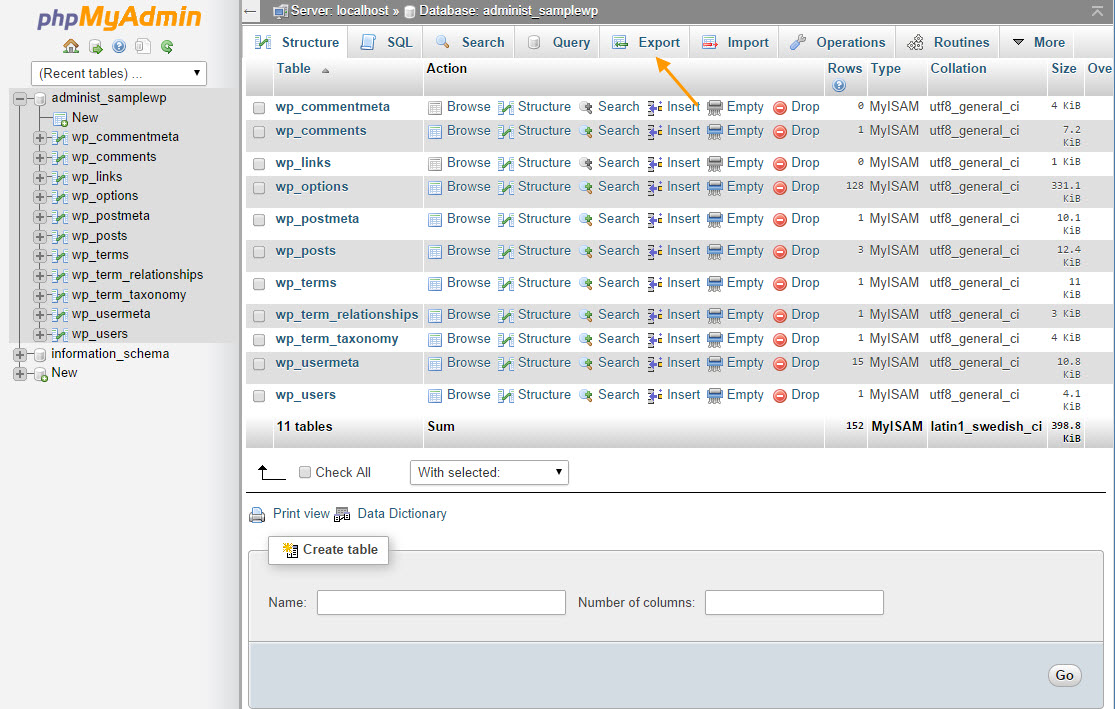 مراحل بازگردانی بک‌آپ دیتابیس از phpMyAdmin