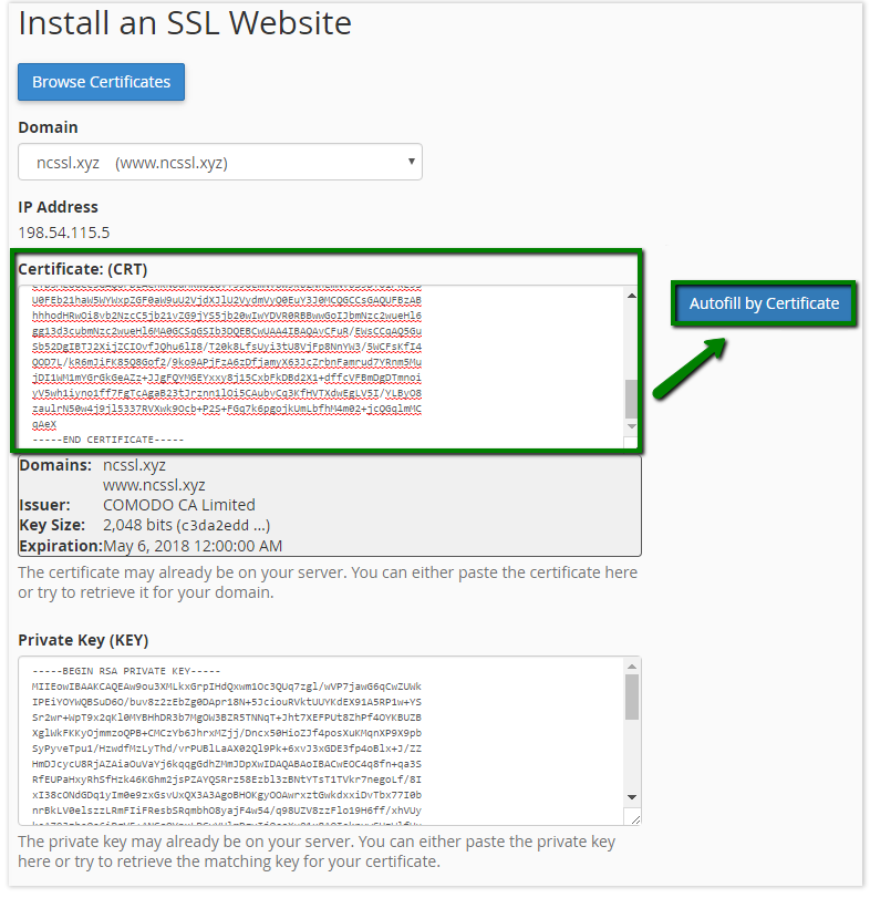 نصب SSL در cPanel
