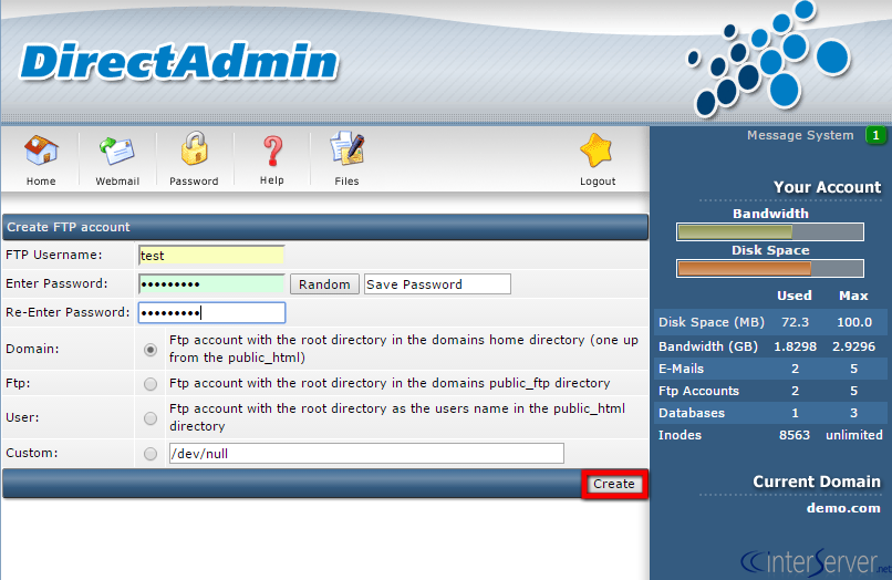 تنظیمات FTP در قالب "Enhanced theme"