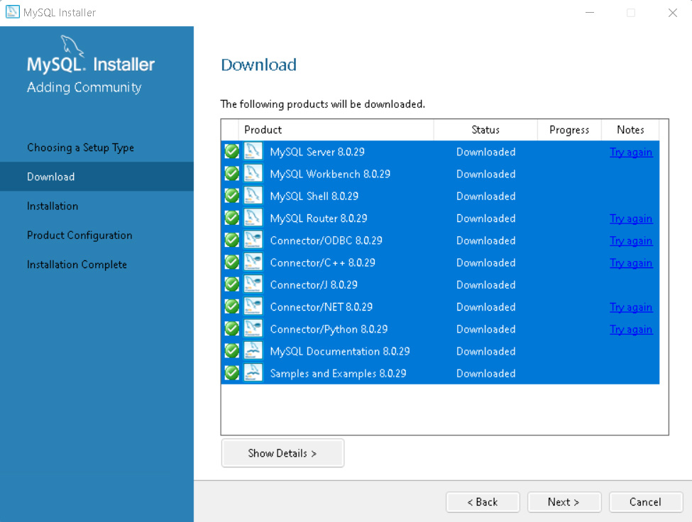 فرآیند نصب my SQL در ویندوز سرور
