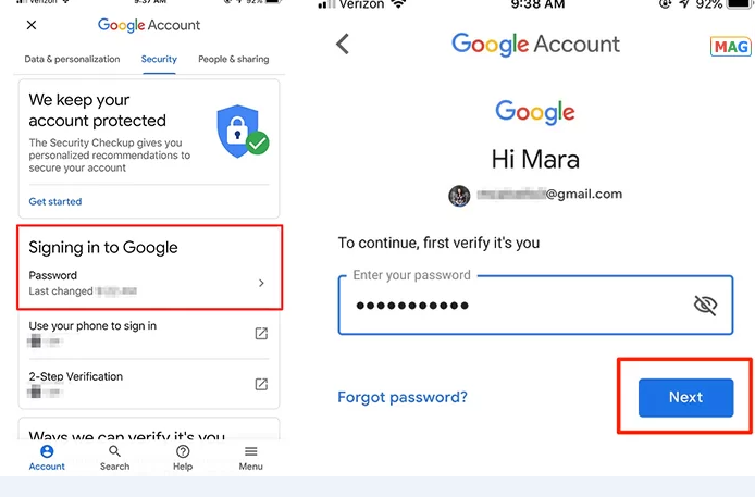 روش تغییر رمز جیمیل در آیفون