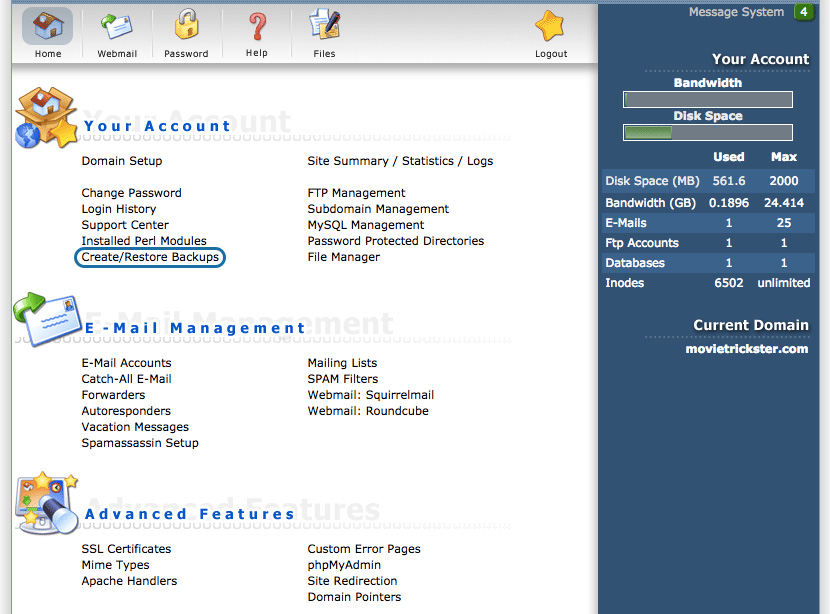 تهیه نسخه پشتیبان در کنترل‌پنل DirectAdmin