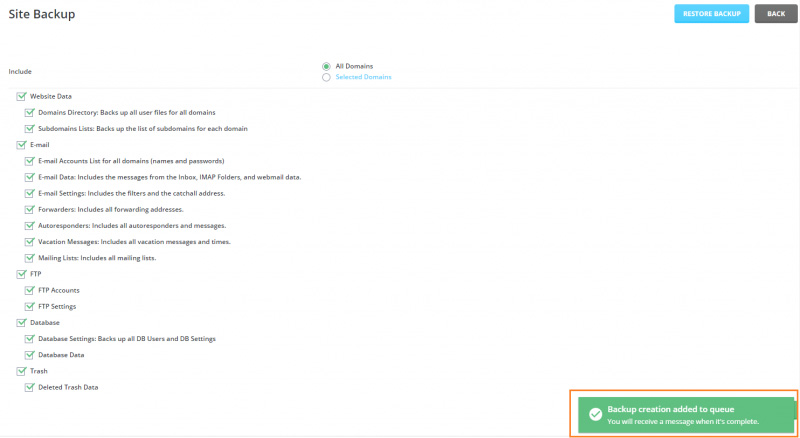تهیه نسخه پشتیبان در کنترل‌پنل DirectAdmin