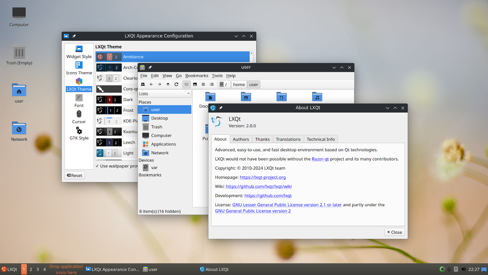 محیط گرافیکی LXQt Desktop