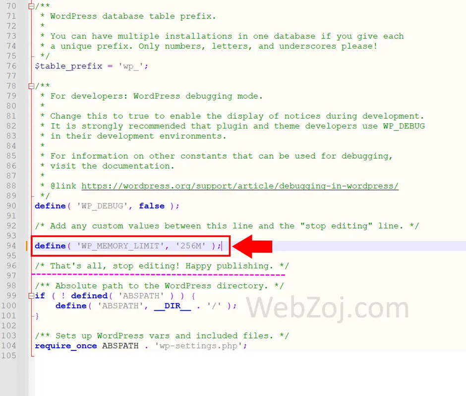 افزایش محدودیت حافظه PHP در وردپرس با ویرایش فایل wp-config.php