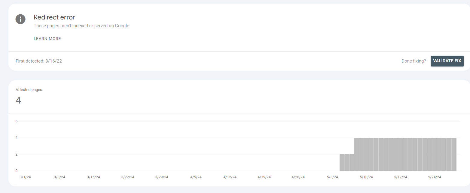  خطای Redirect error سرچ کنسول