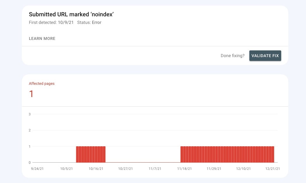  خطای URL marked noindex  سرچ کنسول