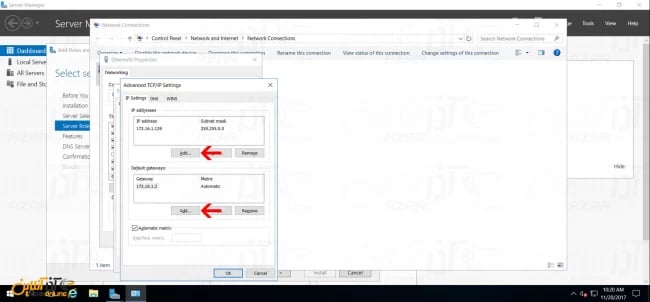 اضافه کردن IP دوم در ویندوز سرور 2016 و یا اضافه کردن default gateway