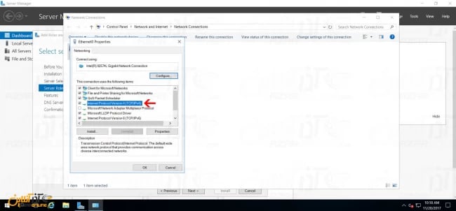 انتخاب IPv4 و باز کردن تنظیمات آن