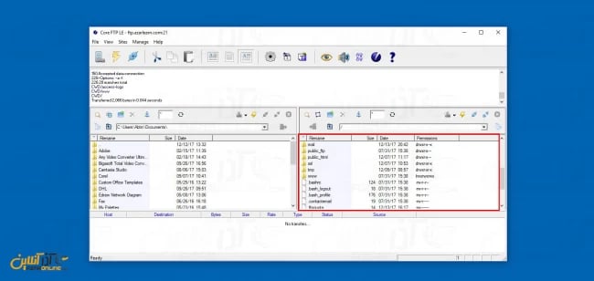 برقرار شدن ارتباط FTP در Coreftp