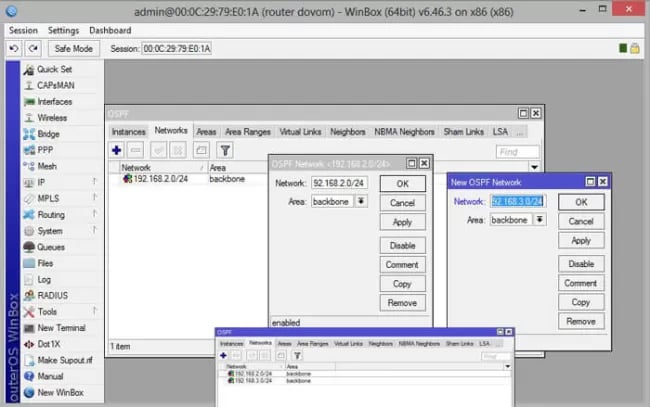 راه اندازی پروتکل OSPF در Router 1 و Router 2  