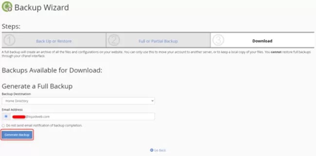 گرفتن Backup از طریق cPanel