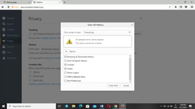 مراحل پاک کردن Cache مرورگر Firefox