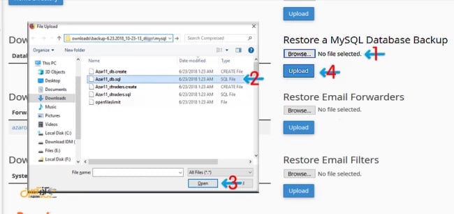 نحوه ریستور sql  در سیپنل