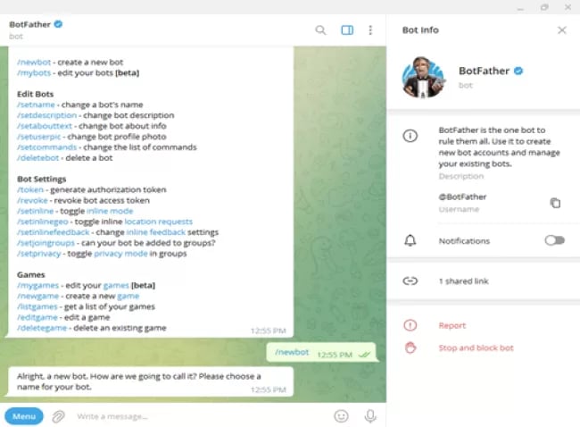 مراحل ساخت ربات تلگرام با Botfather