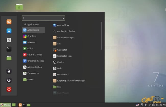 نمایی از دسکتاپ cinnamon در centos 7