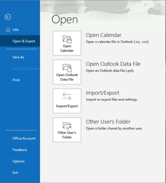 19 - Outlook File - Open & Export