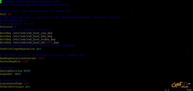 نمایی از sshd_config در دبیان 9