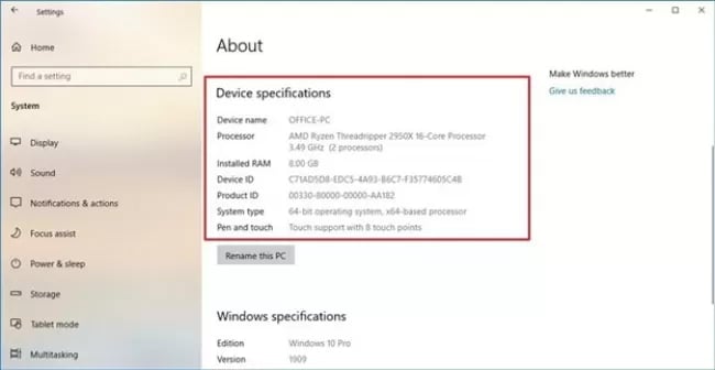 به دست آوردن مشخصات سخت افزار سیستم از طریق Setting App