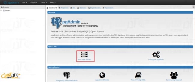 افزودن postgresql به pgadmin