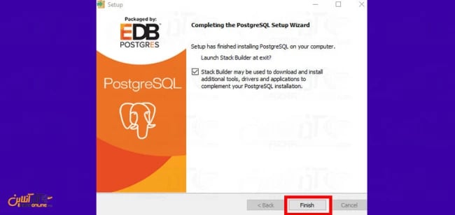 پایان نصب PostgreSQL