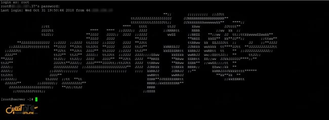 نمونه متن تایپ شده در Motd در بنر SSH