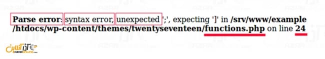 نمونه ای از Syntax error