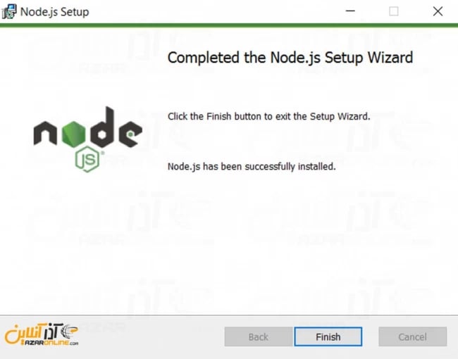نصب Node.js در ویندوز - اتمام نصب نود جی اس