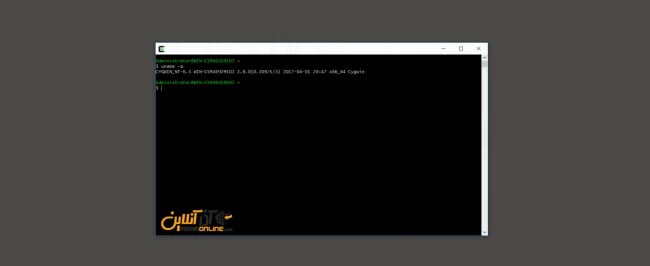 تصویری از cygwin در هنگام اجرای دستورات لینوکس