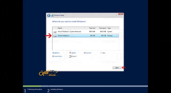 آموزش نصب ویندوز سرور 2016 در vmware - ساخته شدن پارتیشن
