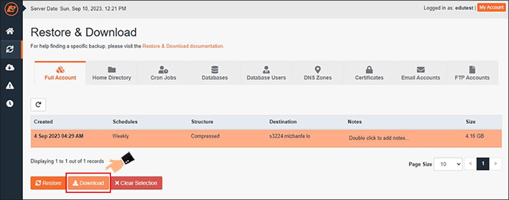 دانلود بکاپ با jetbackup در سی پنل