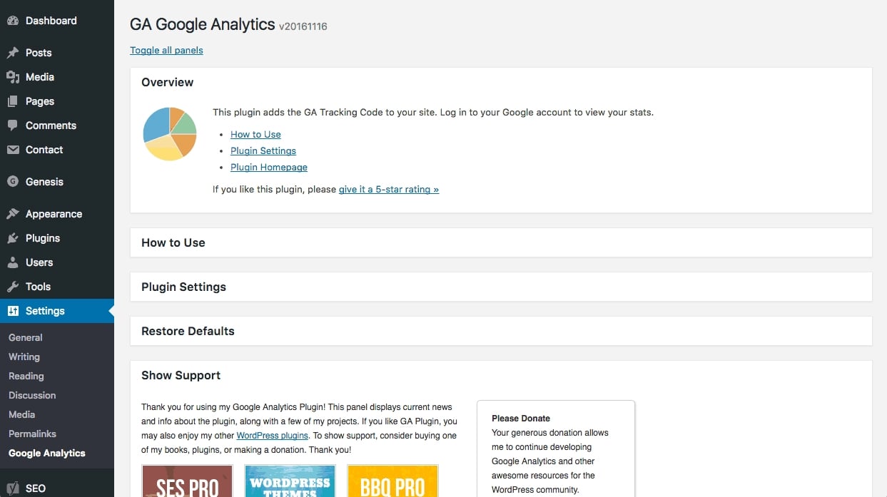 افزونه GA Google Analytics.