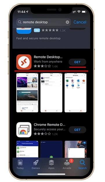 مراحل اتصال سرور مجازی ویندوز به گوشی موبایل آیفون در سیستم عامل ios